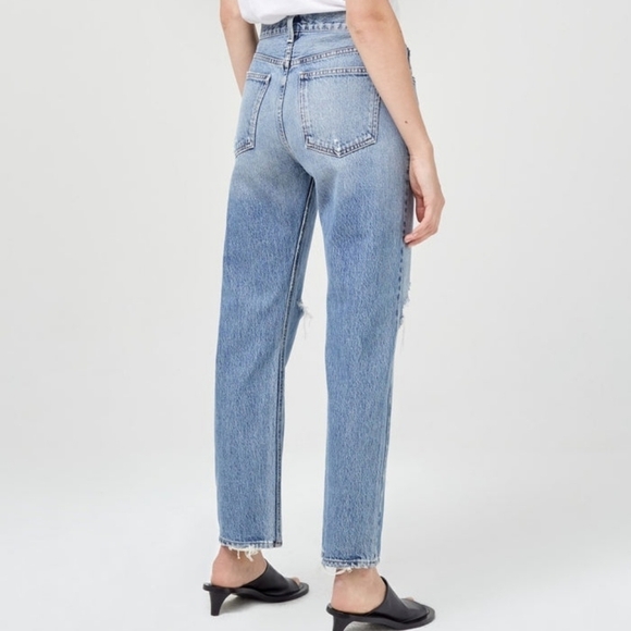 Agolde Mia mid rise straight leg jeans Rule distressed NEW - Picture 3 of 9